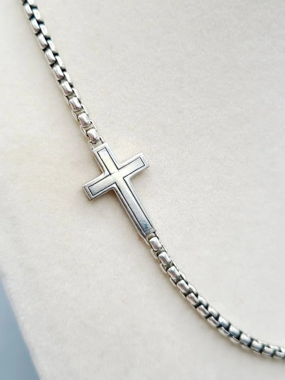David Yurman Cross Station Necklace w/ Pavé Black Diamonds - 3.6mm - 22